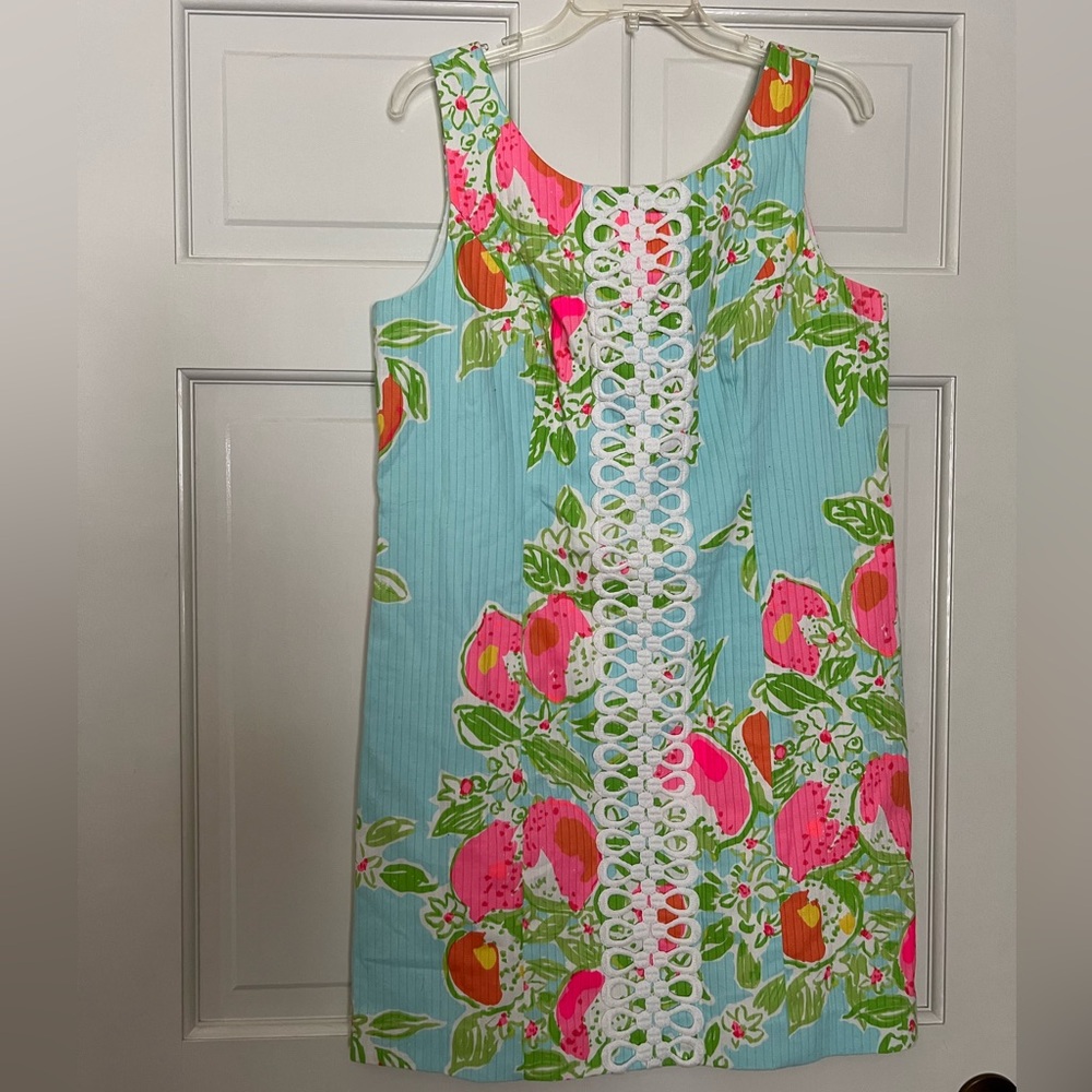 Lilly Pulitzer Pink Lemonade Cathy Shift Pool Blue Women's Dress